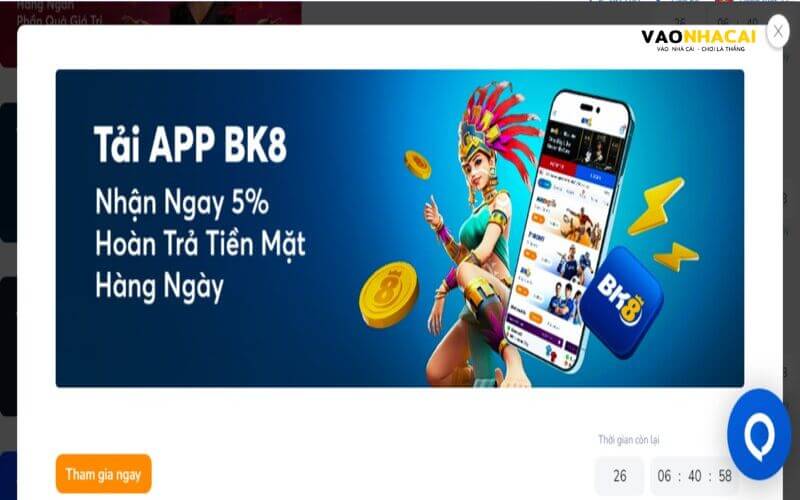Tải App BK8 nhận 5%